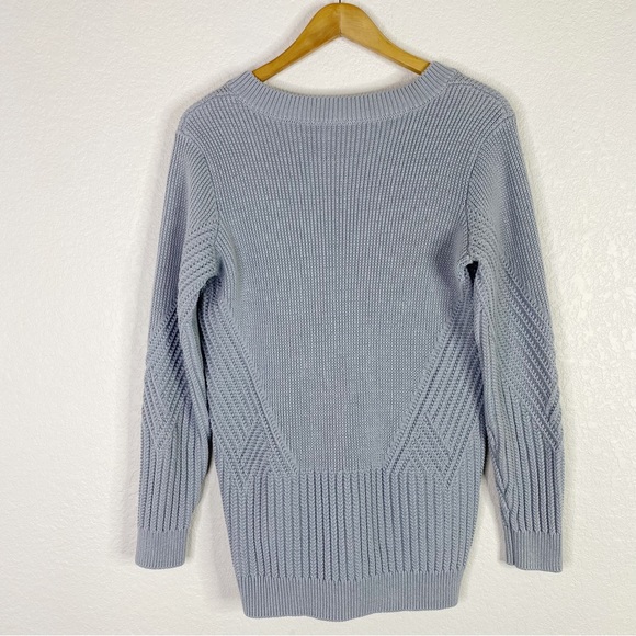 Athleta Teton Blue Gray Knit Pullover V-neck Sweater - Picture 8 of 8